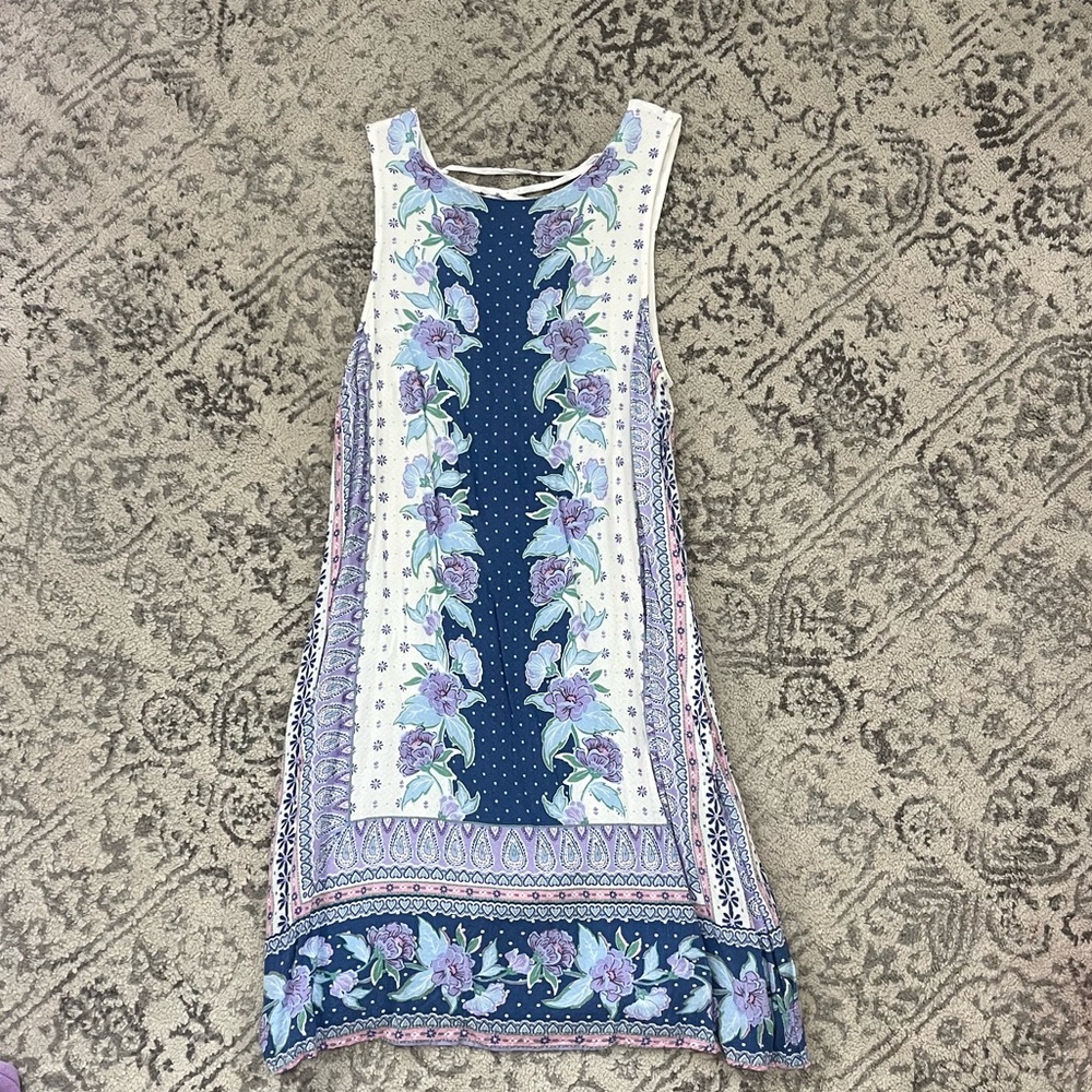Supper cute floral back lace up dress